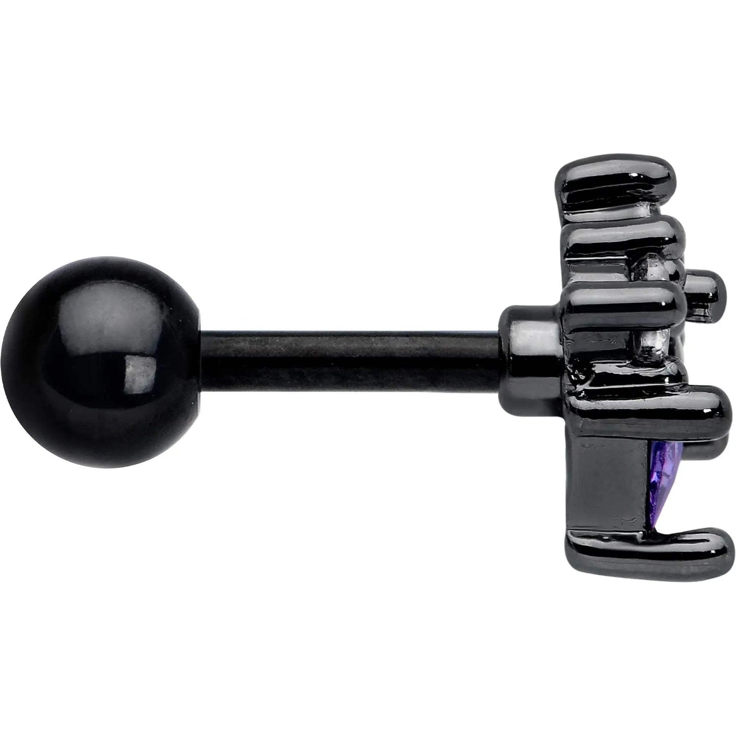16G 1/4 Purple CZ Gem Black Rhombus Riot Cartilage Tragus Earring - BodyCandy - Flyclothing LLC