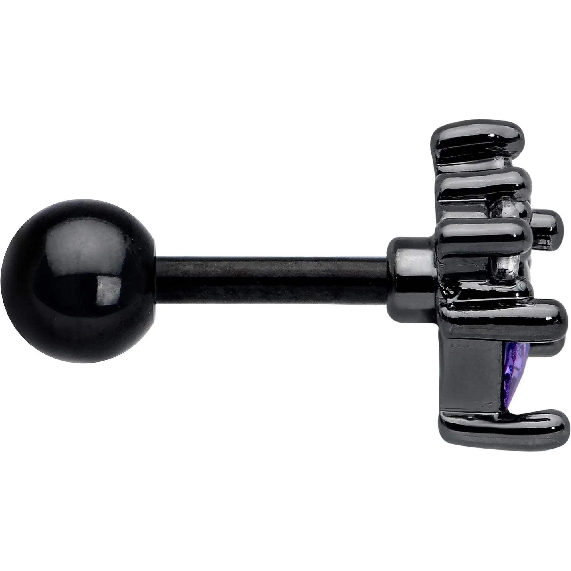 16G 1/4 Purple CZ Gem Black Rhombus Riot Cartilage Tragus Earring - BodyCandy - Flyclothing LLC