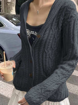 Cable Knit Button Up Cardigan - Trendsi - Flyclothing LLC