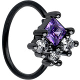 20G 5/16 Purple CZ Gem Black Rhombus Riot Nose Hoop - BodyCandy - Flyclothing LLC