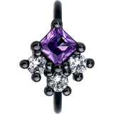 20G 5/16 Purple CZ Gem Black Rhombus Riot Nose Hoop - BodyCandy - Flyclothing LLC