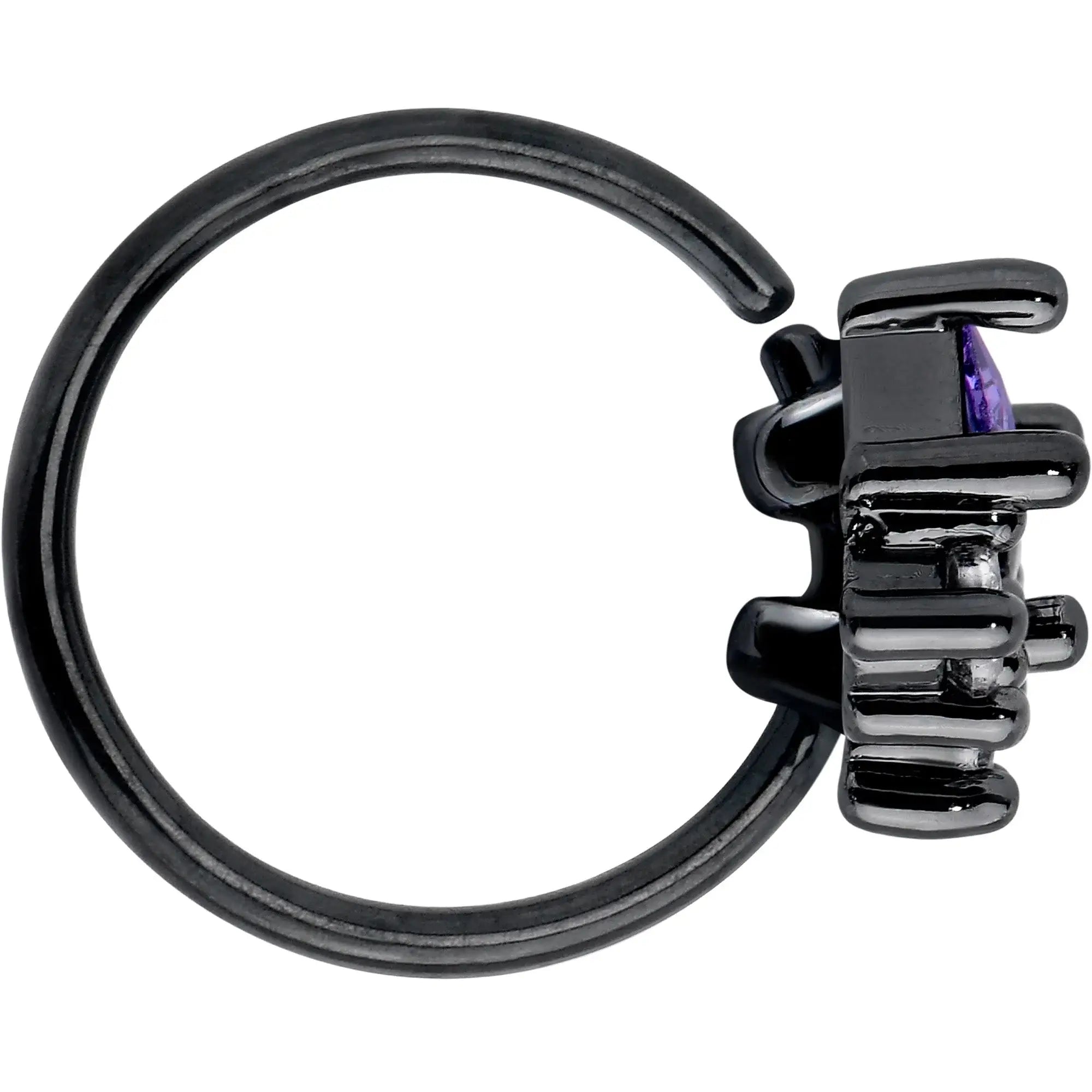 20G 5/16 Purple CZ Gem Black Rhombus Riot Nose Hoop - BodyCandy - Flyclothing LLC