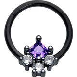 16G 3/8 Purple CZ Gem Black Rhombus Riot Hinged Segment Ring - BodyCandy - Flyclothing LLC