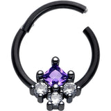 16G 3/8 Purple CZ Gem Black Rhombus Riot Hinged Segment Ring - BodyCandy - Flyclothing LLC