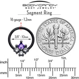 16G 3/8 Purple CZ Gem Black Rhombus Riot Hinged Segment Ring - BodyCandy - Flyclothing LLC