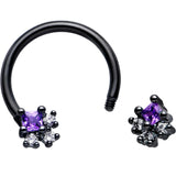 16G 3/8 Purple CZ Gem Black Rhombus Riot Horseshoe Circular Barbell - BodyCandy - Flyclothing LLC
