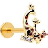 16G 5/16 Clear CZ Gem Gold Tone Mom Baby Giraffe Flatback Stud - BodyCandy - Flyclothing LLC