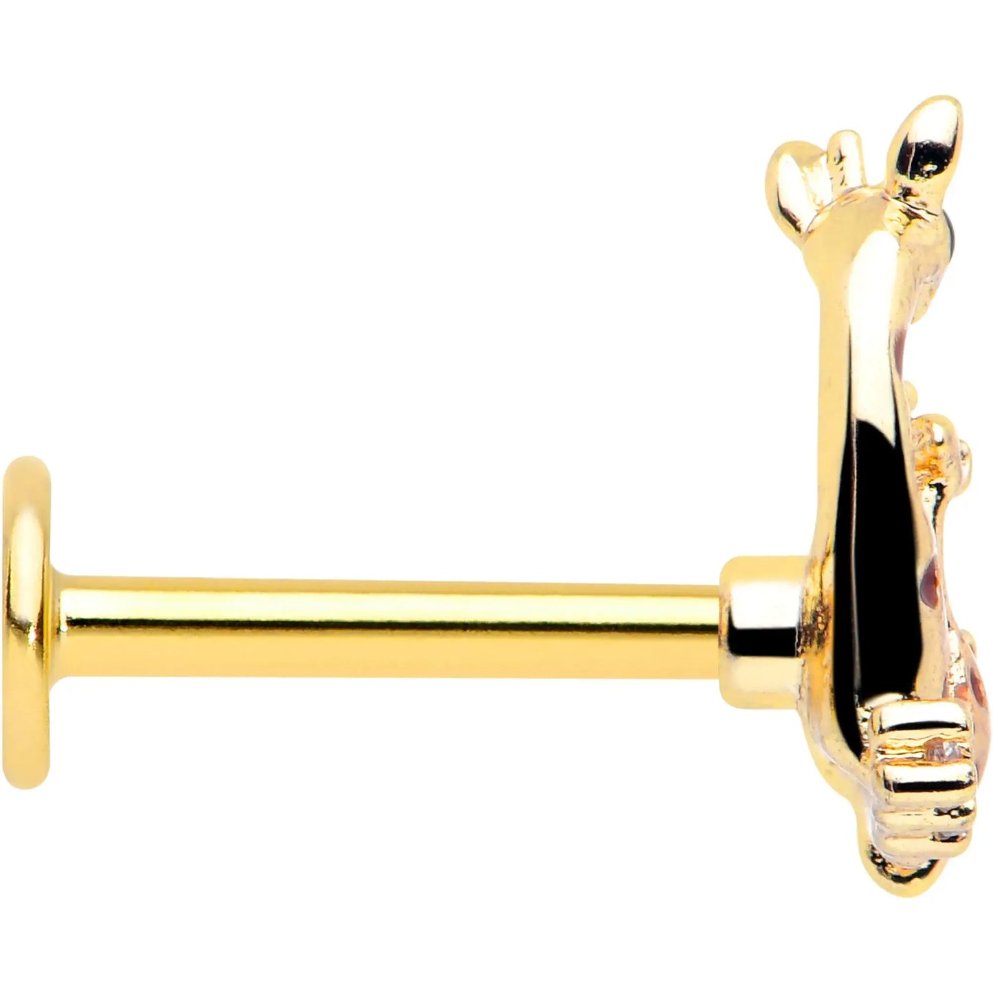16G 5/16 Clear CZ Gem Gold Tone Mom Baby Giraffe Flatback Stud - BodyCandy - Flyclothing LLC