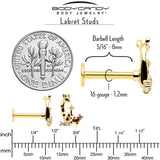 16G 5/16 Clear CZ Gem Gold Tone Mom Baby Giraffe Flatback Stud - BodyCandy - Flyclothing LLC