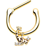 16G 5/16 Clear CZ Gem Gold Tone Mom Baby Giraffe Cartilage Clicker - BodyCandy - Flyclothing LLC