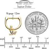 16G 5/16 Clear CZ Gem Gold Tone Mom Baby Giraffe Cartilage Clicker - BodyCandy - Flyclothing LLC