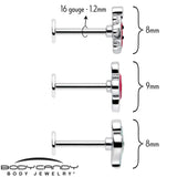 16G 5/16 Ladybug Hippie Flower Labret Monroe Tragus Set of 3 - BodyCandy - Flyclothing LLC