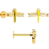 16G 5/16 Clear Gem Gold Tone Ladybug Lotus Labret Tragus Set of 3 - BodyCandy - Flyclothing LLC