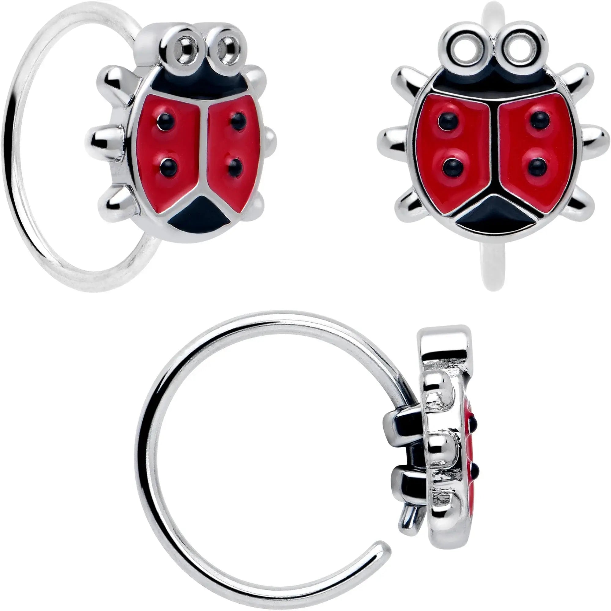 20G Ladybug Hippie Flower Nose Ring Set of 3 - BodyCandy - Flyclothing LLC