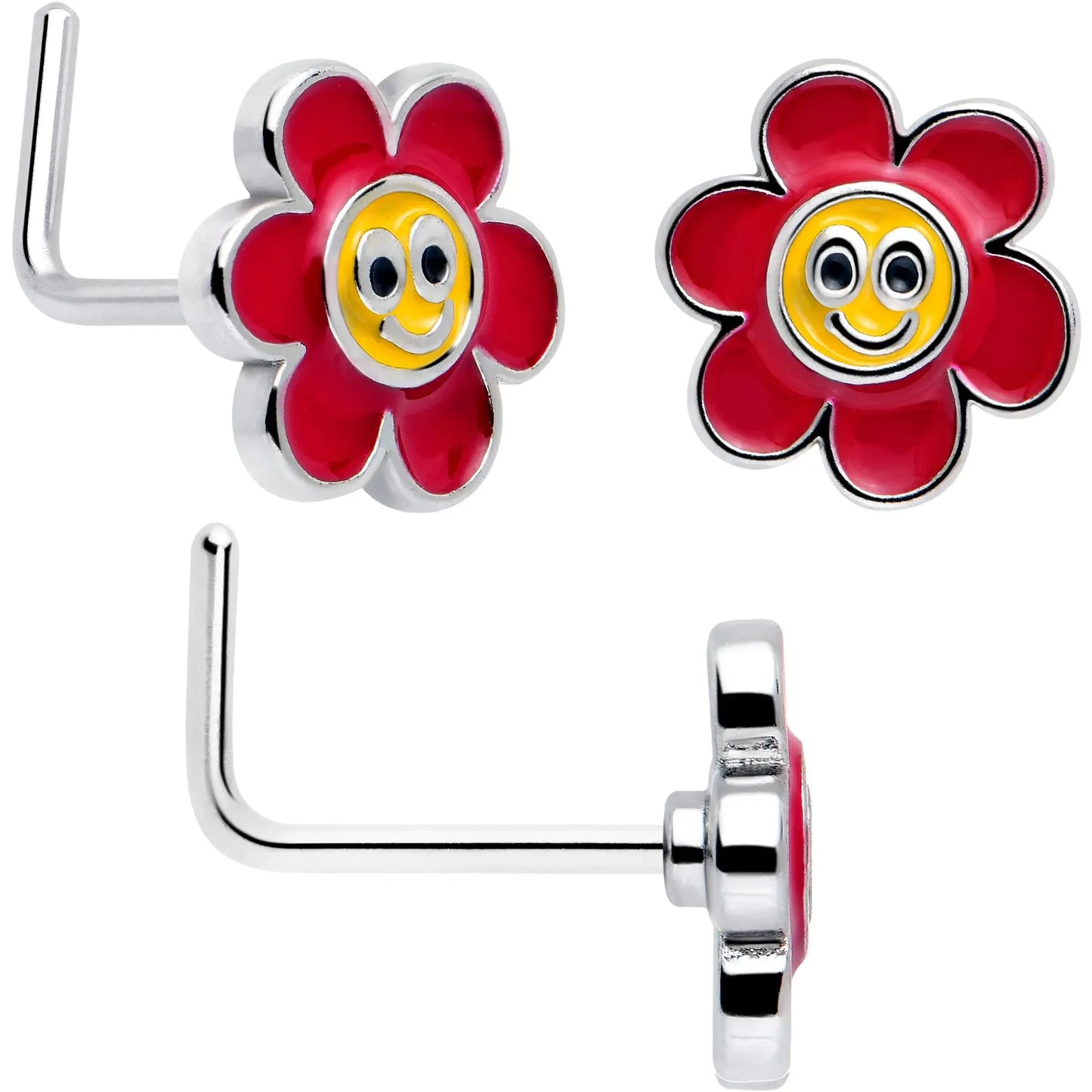 20G Ladybug Hippie Flower Nose Ring Set of 3 - BodyCandy - Flyclothing LLC