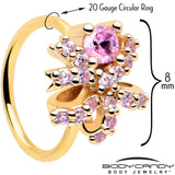 20G 5/16 Pink CZ Gem Gold Tone Abstract Ribbon Nose Hoop - BodyCandy - Flyclothing LLC
