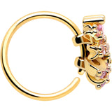 20G 5/16 Pink CZ Gem Gold Tone Abstract Ribbon Nose Hoop - BodyCandy - Flyclothing LLC