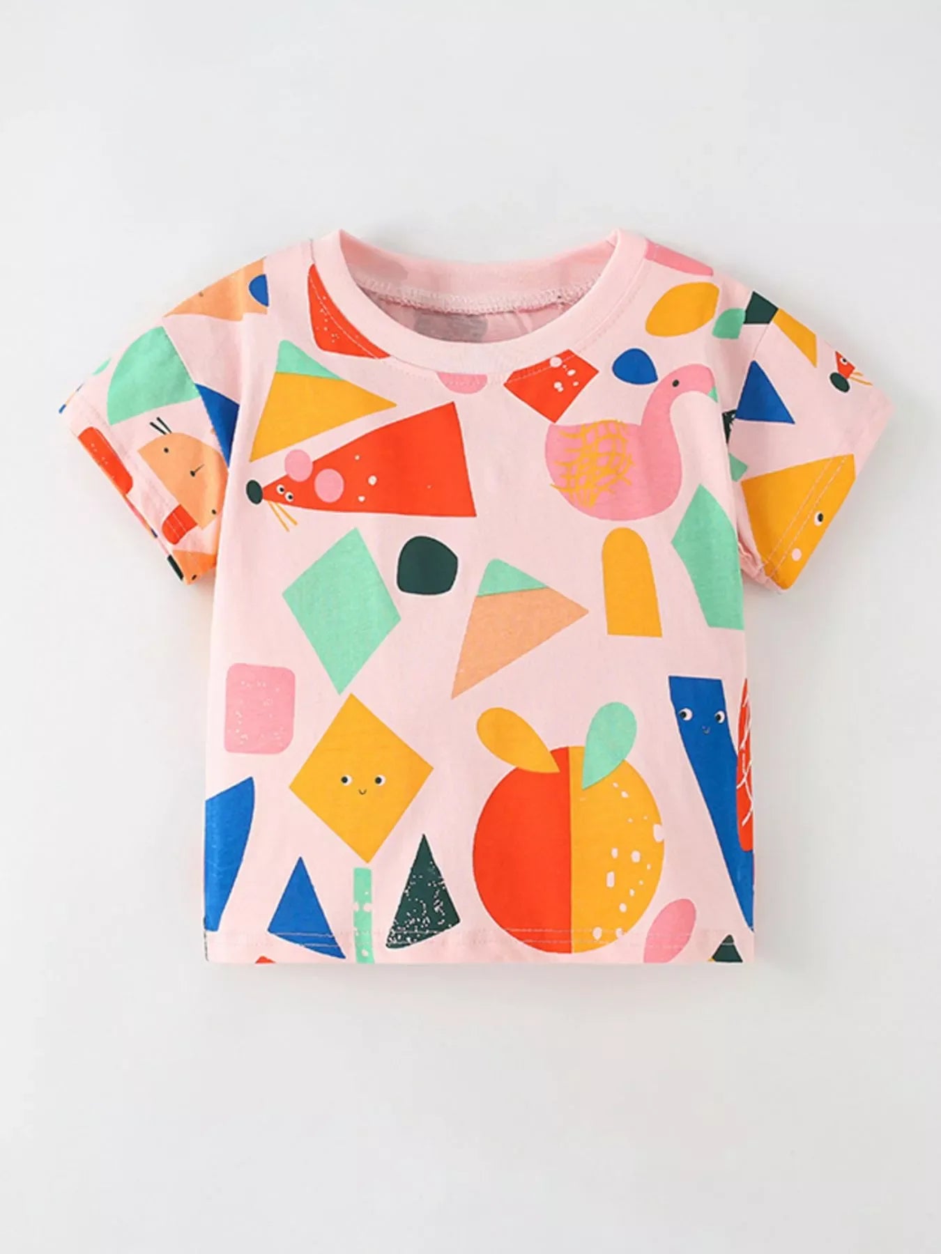 Children's Geometric Print Short Sleeve T-Shirt - Trendsi - Flyclothing LLC