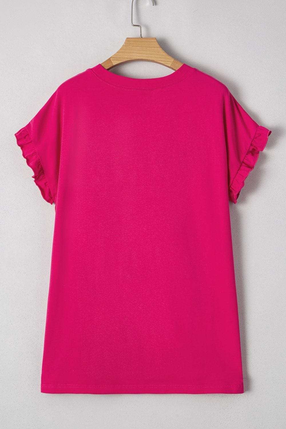 Frill Color Block Crew Neck Loose Fit T Shirt - Trendsi - Flyclothing LLC