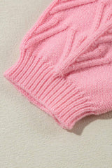 Daisy Notched Long Sleeve Sweater - Trendsi - Flyclothing LLC