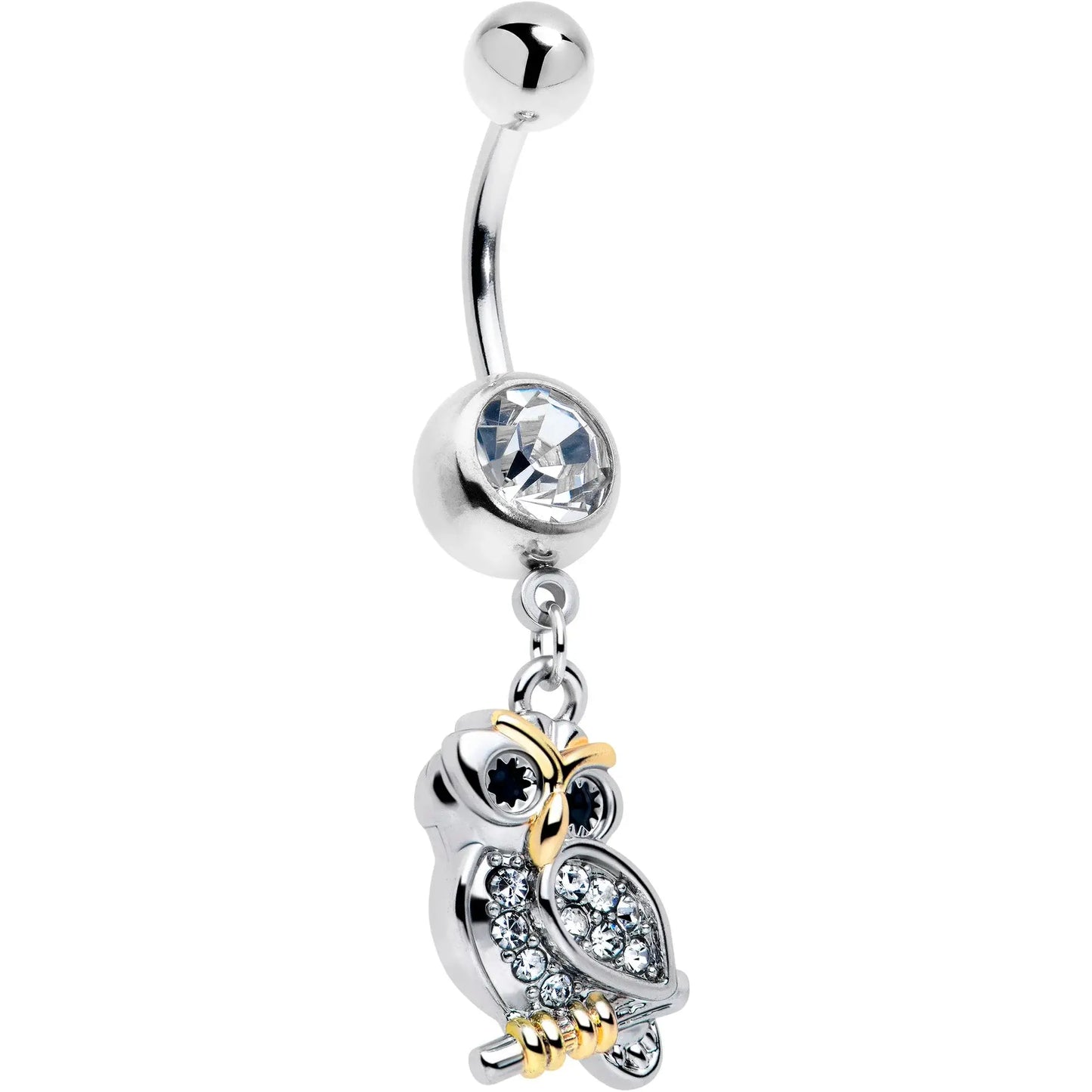 Clear Gem Evening Owl Dangle Belly Ring - BodyCandy - Flyclothing LLC