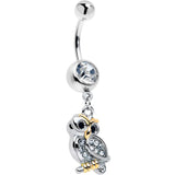 Clear Gem Evening Owl Dangle Belly Ring - BodyCandy - Flyclothing LLC