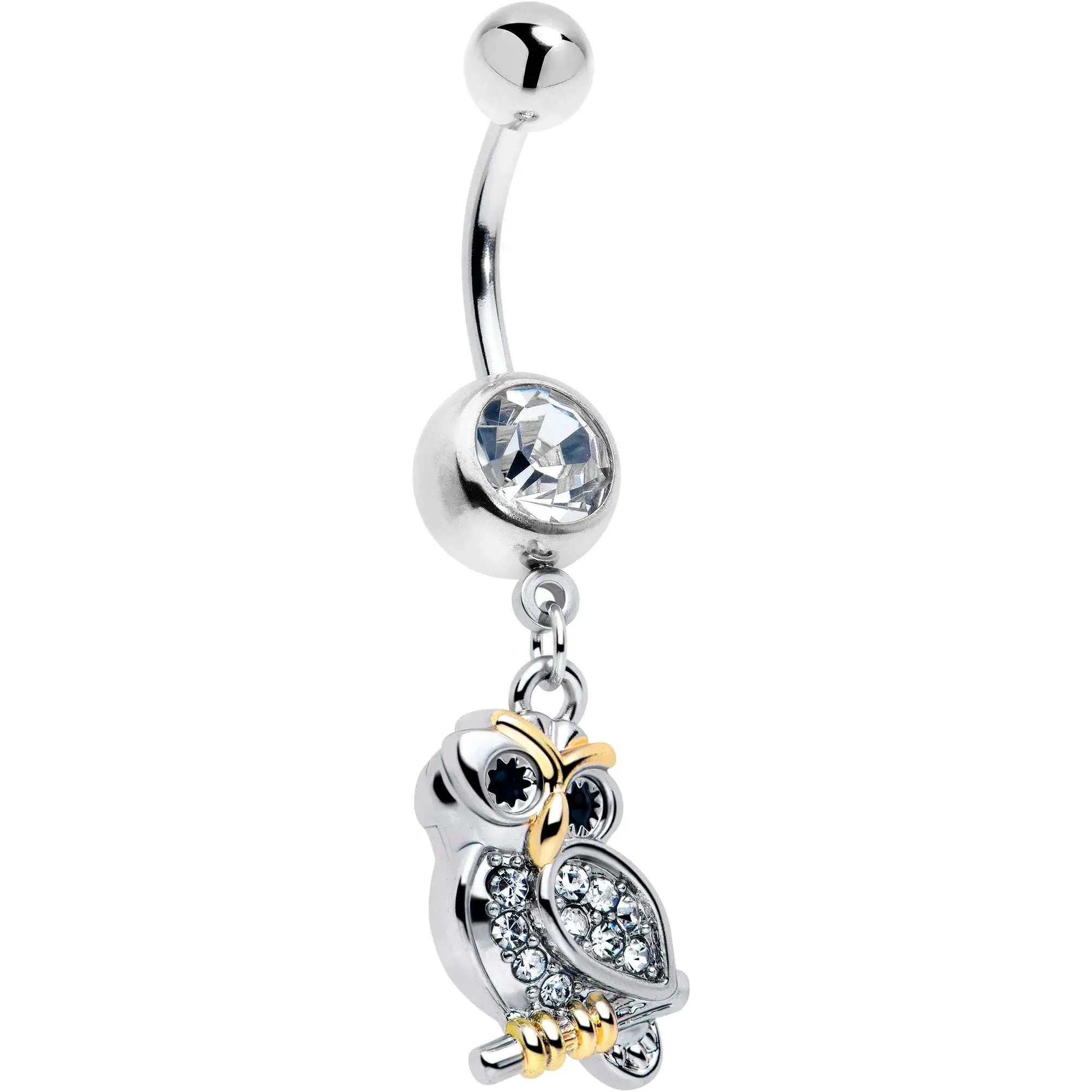 Clear Gem Evening Owl Dangle Belly Ring - BodyCandy - Flyclothing LLC
