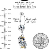 Clear Gem Evening Owl Dangle Belly Ring - BodyCandy - Flyclothing LLC