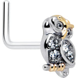 20G 7mm Clear Gem Evening Owl L Shape Nose Ring - BodyCandy - Flyclothing LLC