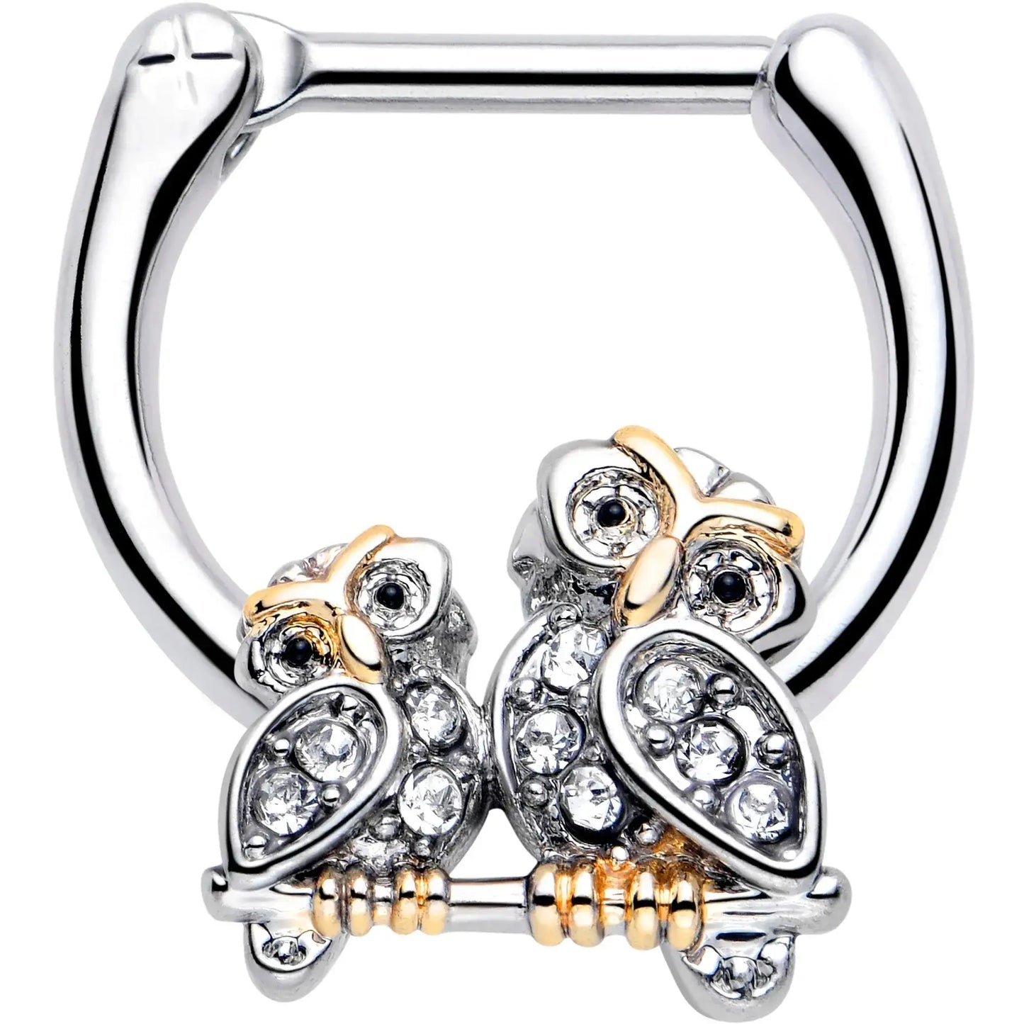 16G 5/16 Clear Gem Evening Owls Cartilage Clicker - BodyCandy - Flyclothing LLC