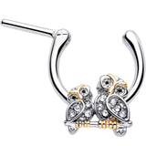 16G 5/16 Clear Gem Evening Owls Cartilage Clicker - BodyCandy - Flyclothing LLC