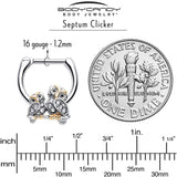 16G 5/16 Clear Gem Evening Owls Cartilage Clicker - BodyCandy - Flyclothing LLC
