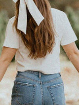Bow Round Neck Short Sleeve T-Shirt - Trendsi - Flyclothing LLC