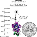 Clear CZ Gem Flower Purple Belly Ring - BodyCandy - Flyclothing LLC