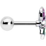 16G 1/4 Clear CZ Gem Flower Purple Cartilage Tragus Earring - BodyCandy - Flyclothing LLC