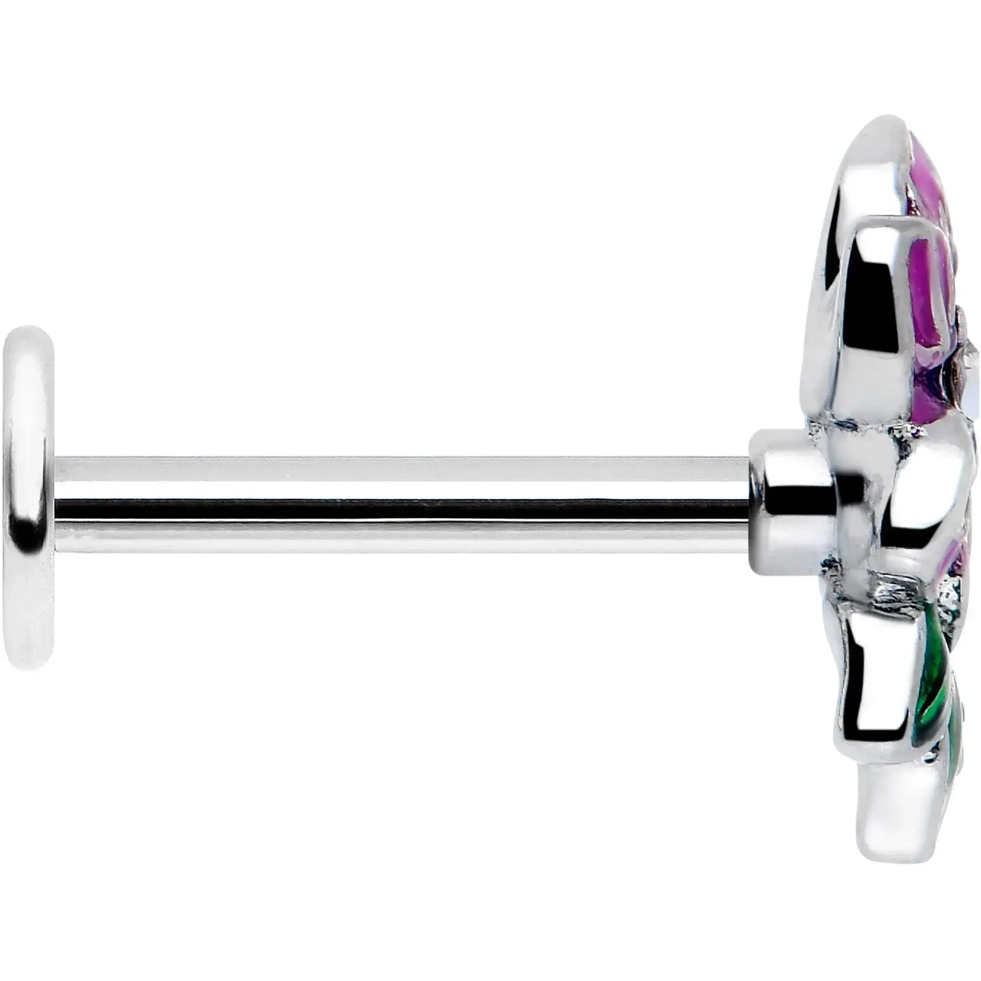 16G 5/16 Clear CZ Gem Flower Purple Flatback Stud - BodyCandy - Flyclothing LLC