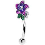 16G 5/16 Clear CZ Gem Flower Purple Curved Eyebrow Ring - BodyCandy - Flyclothing LLC