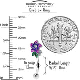 16G 5/16 Clear CZ Gem Flower Purple Curved Eyebrow Ring - BodyCandy - Flyclothing LLC