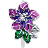20G 5/16 Clear CZ Gem Flower Purple Nose Hoop - BodyCandy - Flyclothing LLC