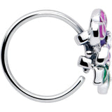 20G 5/16 Clear CZ Gem Flower Purple Nose Hoop - BodyCandy - Flyclothing LLC