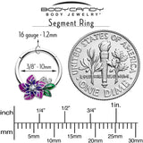 16G 3/8 Clear CZ Gem Flower Purple Hinged Segment Ring - BodyCandy - Flyclothing LLC