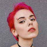 16G 5/16 Gold Tone Butterfly Pink Splash Curved Eyebrow Ring - BodyCandy - Flyclothing LLC