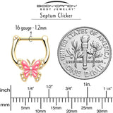 16G 5/16 Gold Tone Butterfly Pink Splash Cartilage Clicker - BodyCandy - Flyclothing LLC