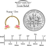 16G 3/8 Gold Tone Butterfly Pink Splash Horseshoe Circular Barbell - BodyCandy - Flyclothing LLC