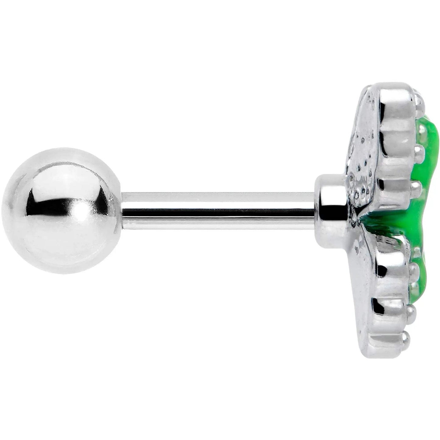 16G 1/4 Butterfly Green Splash Cartilage Tragus Earring - BodyCandy - Flyclothing LLC