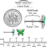 16G 5/16 Butterfly Green Splash Labret Monroe Tragus - BodyCandy - Flyclothing LLC