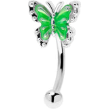 16G 5/16 Butterfly Green Splash Curved Eyebrow Ring - BodyCandy - Flyclothing LLC