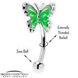 16G 5/16 Butterfly Green Splash Curved Eyebrow Ring - BodyCandy - Flyclothing LLC