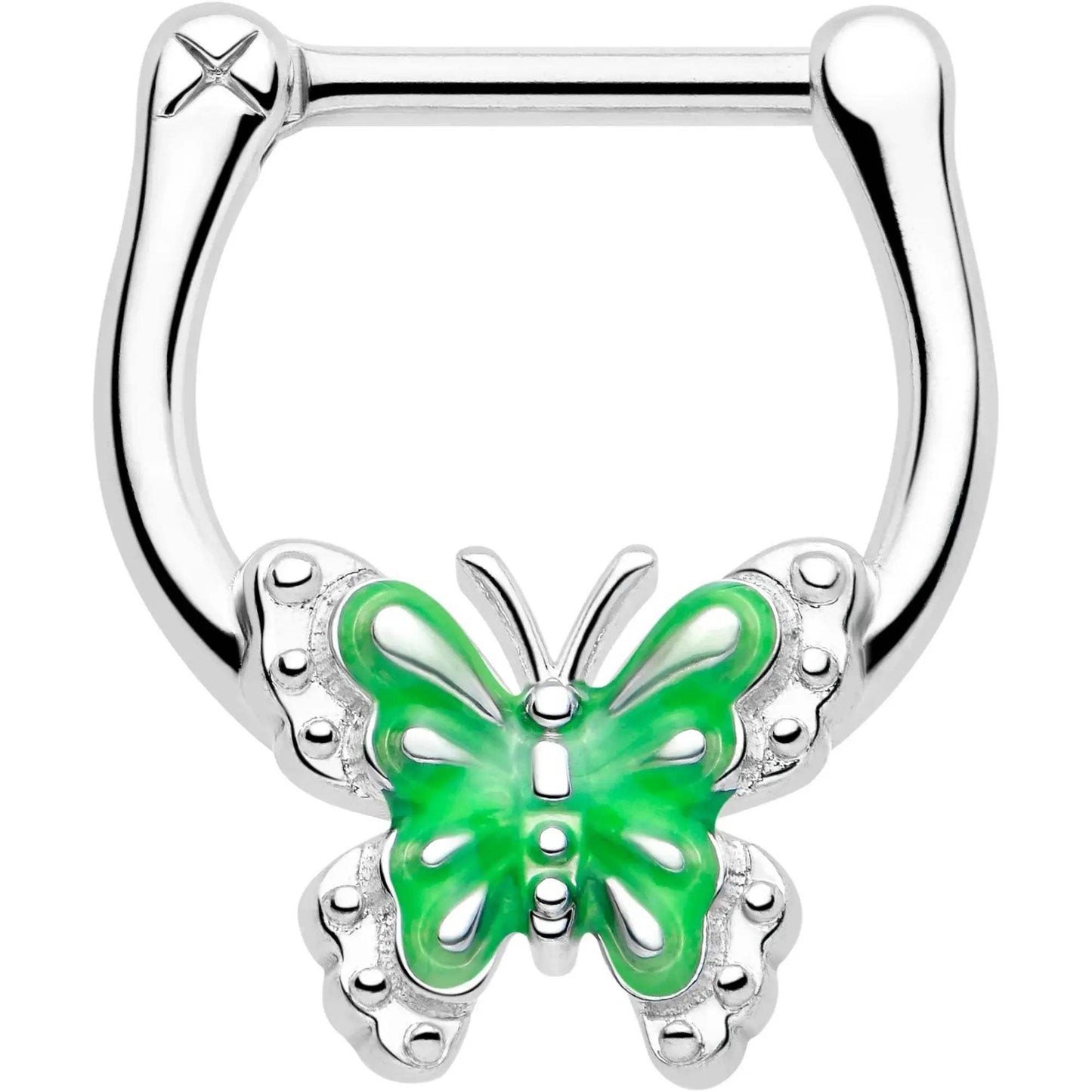 16G 5/16 Butterfly Green Splash Cartilage Clicker - BodyCandy - Flyclothing LLC