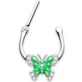 16G 5/16 Butterfly Green Splash Cartilage Clicker - BodyCandy - Flyclothing LLC